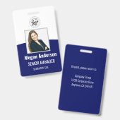 Badge Carte d'identité photo de l'employé bleu de la Mar (Avant & arrière)