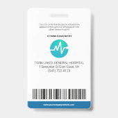 Badge Carte d'identité photo de l'employé de l'hôpital m (Arrière)