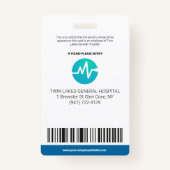 Badge Carte d'identité photo de l'employé de l'hôpital m (Dos)