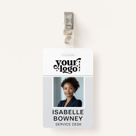 Badge Carte d'identité photo de l'employé gris Insigne d (Devant avec clip)