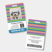 Badge Carte d'identité photo de l'employé - rayures mode (Avant & arrière)