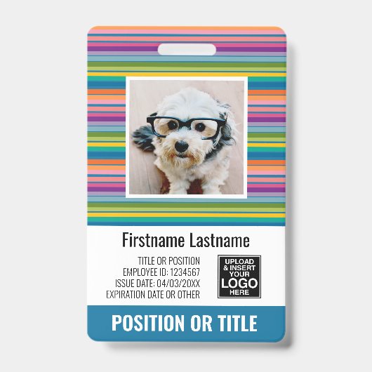 Badge Carte d'identité photo de l'employé - rayures mode (Avant)