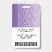 Badge Carte d'identité photo de l'employé - tribal moder (Arrière)