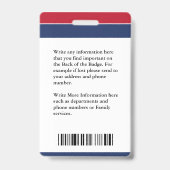 Badge Carte d'identité photo de pompier de l'employé du  (Arrière)