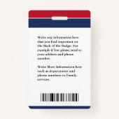 Badge Carte d'identité photo de pompier de l'employé du  (Dos)