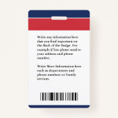 Badge Carte d'identité photo de pompier de l'employé du  (Dos)