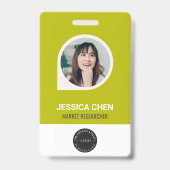 Badge Carte d'identité photo d'employé verte, code-barre (Avant)