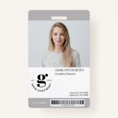 Badge Carte d'identité photo du personnel gris avec code (Devant)