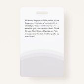 Badge Carte d'identité photo d'un employé gris blanc Log (Dos)