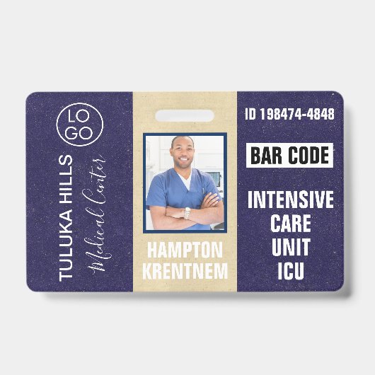 Badge Carte d'identité photo Medica Bleus foncés (Avant)