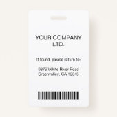 Badge Carte d'identité photo personnalisée de l'employé  (Dos)