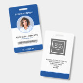 Badge Carte d'identité photo personnalisée de l'employé (Recto et verso)