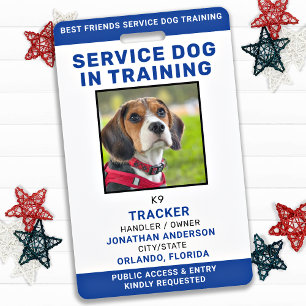 Badge Carte d'identité photo personnalisée Service Dog I