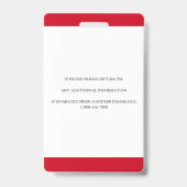 Badge Carte d'identité photo pour chien de service blanc (Arrière)