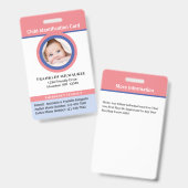 Badge Carte d'identité photo pour enfant garçon fille en (Front & Back)