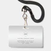Badge Carte d'identité photo Silver Grey avec logo et te (Arrière avec lanière)