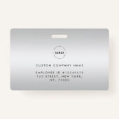 Badge Carte d'identité photo Silver Grey avec logo et te (Dos)