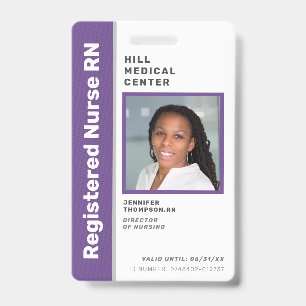 Badge Carte d'identité photo violet pour personnel médic