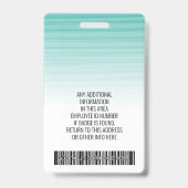 Badge Carte d'identité photographique de l'employé - ray (Arrière)