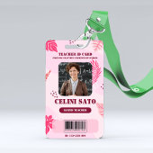 Badge Carte d'identité Pink Floral Style
