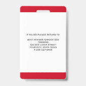 Badge Carte d'identité pour chien d'assistance en format (Arrière)