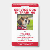 Badge Carte d'identité pour chien d'assistance en format (Avant)
