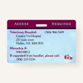 Badge Carte d'identité pour chien de service bleu/violet (Dos)