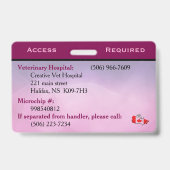 Badge Carte d'identité pour chien de service pourpre (Arrière)