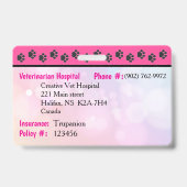 Badge carte d'identité pour chiot - Rose (Arrière)