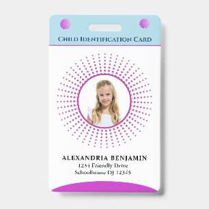 Badge Carte d'identité pour enfant garçon fille photo