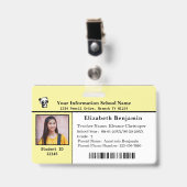 Badge Carte d'identité pour enfants élèves École (Face avec clip)