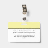 Badge Carte d'identité pour enfants élèves École (Dos avec clip)