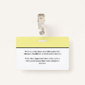 Badge Carte d'identité pour enfants élèves École (Dos avec clip)