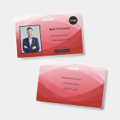 Badge Carte d'identité professionnelle abstraite rouge d (Avant & arrière)