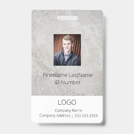 Badge Carte d'identité professionnelle au look marbre (Avant)