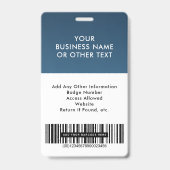 Badge Carte d'identité professionnelle avec code-barres (Arrière)
