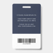Badge Carte d'identité professionnelle avec code-barres (Arrière)