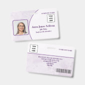 Badge Carte d'identité professionnelle avec code-barres  (Avant & arrière)
