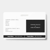Badge Carte d'identité professionnelle avec code-barres (Arrière)
