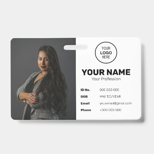 Badge Carte d'identité professionnelle avec code-barres (Avant)