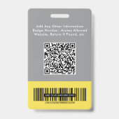 Badge Carte d'identité professionnelle avec code QR et c (Arrière)