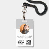 Badge Carte d'identité professionnelle avec code QR gris (Avant avec lanière)