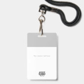 Badge Carte d'identité professionnelle avec code QR gris (Arrière avec lanière)