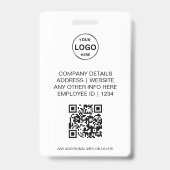 Badge Carte d'identité professionnelle avec code QR Phot (Arrière)