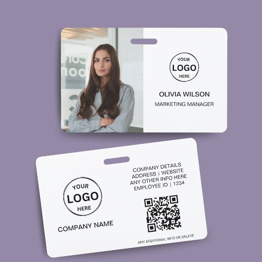 Badge Carte d'identité professionnelle avec code QR Phot