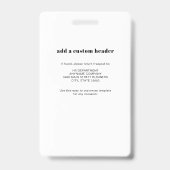 Badge Carte d'identité professionnelle avec code QR pour (Arrière)