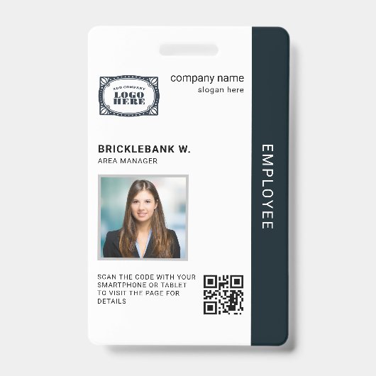 Badge Carte d'identité professionnelle avec code QR pour (Avant)