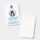 Badge Carte d'identité professionnelle avec grille bleue (Avant & arrière)