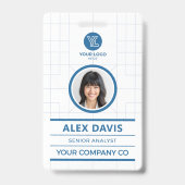 Badge Carte d'identité professionnelle avec grille bleue (Avant)