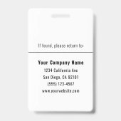 Badge Carte d'identité professionnelle avec logo (Arrière)